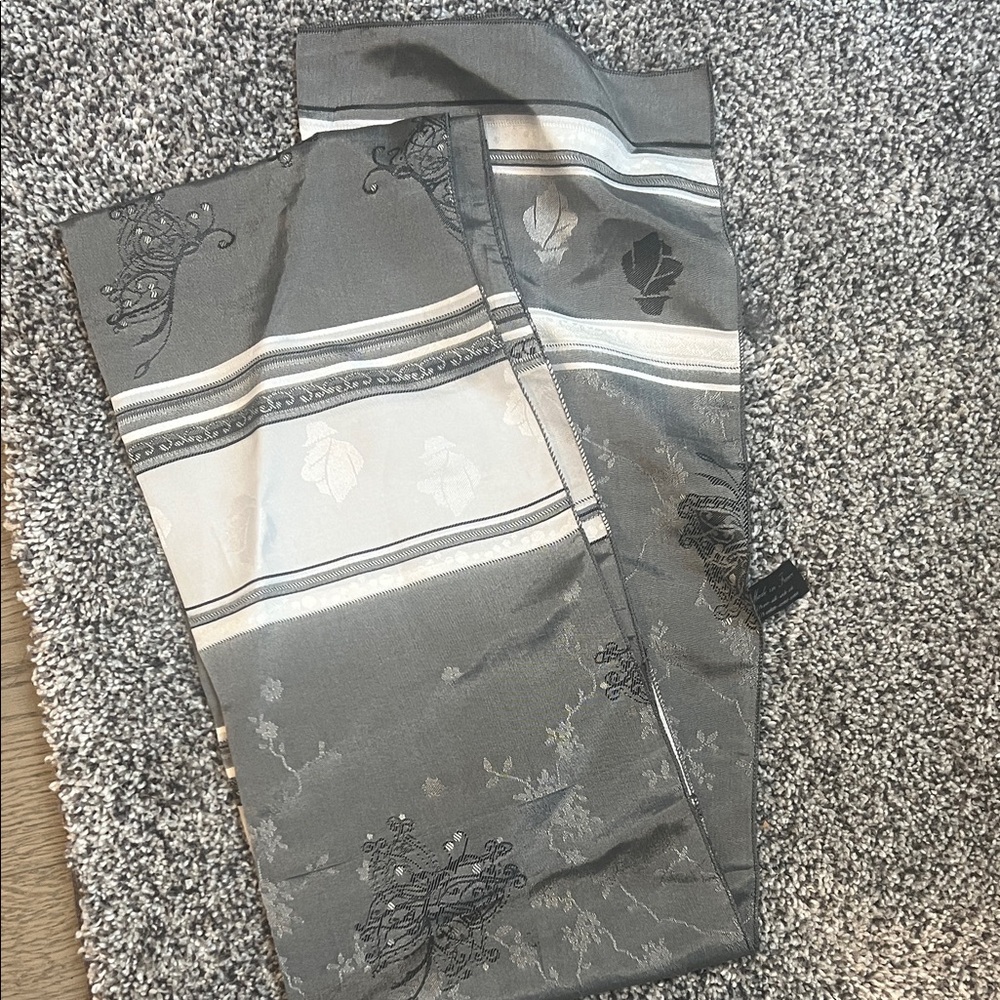 Elegant Gray Patterned Scarf 55” x 14”